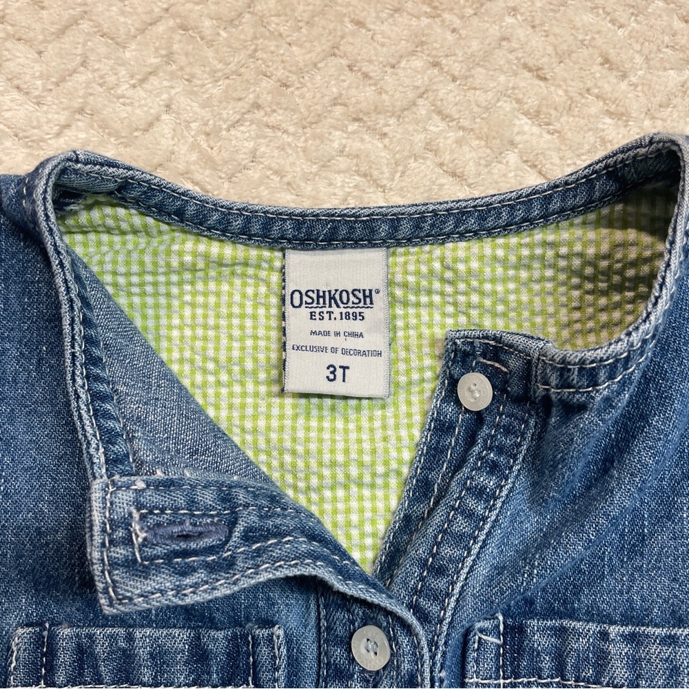 Vintage‎ Y2K OshKosh Toddler Denim Floral Embroidered Pleated Dress Size 3T - Picture 8 of 11